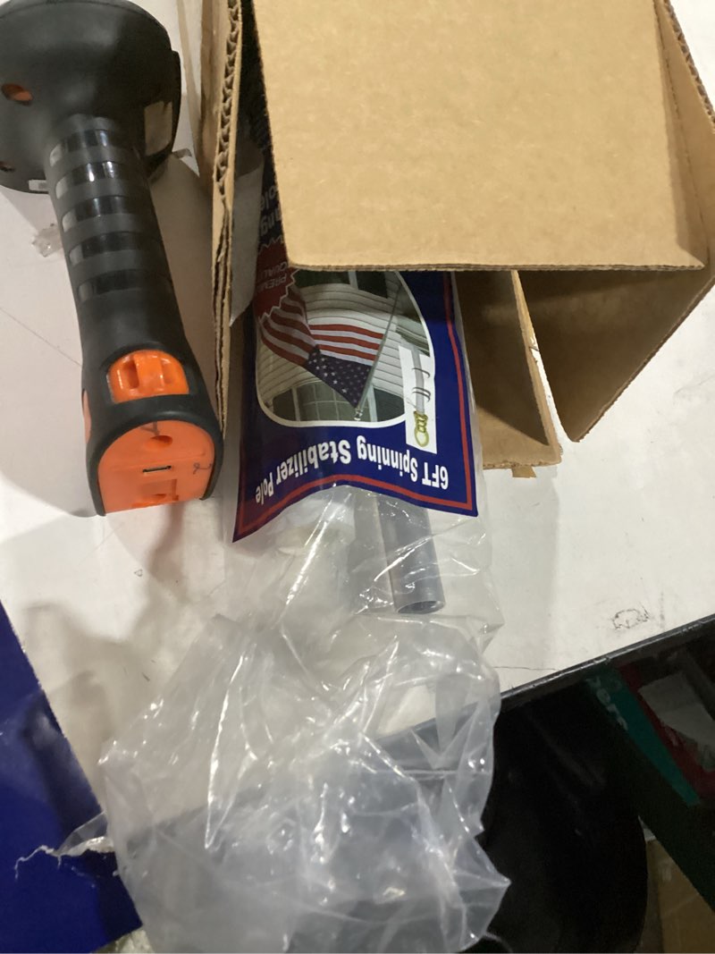 Condition photo showing As Is for 6ft Tangle-Free Spinning Flag Pole - Outdoor Heavy Duty Durable Tangle-Free Stabilizer Pole with Spinning Bearings for Outdoor Use - White