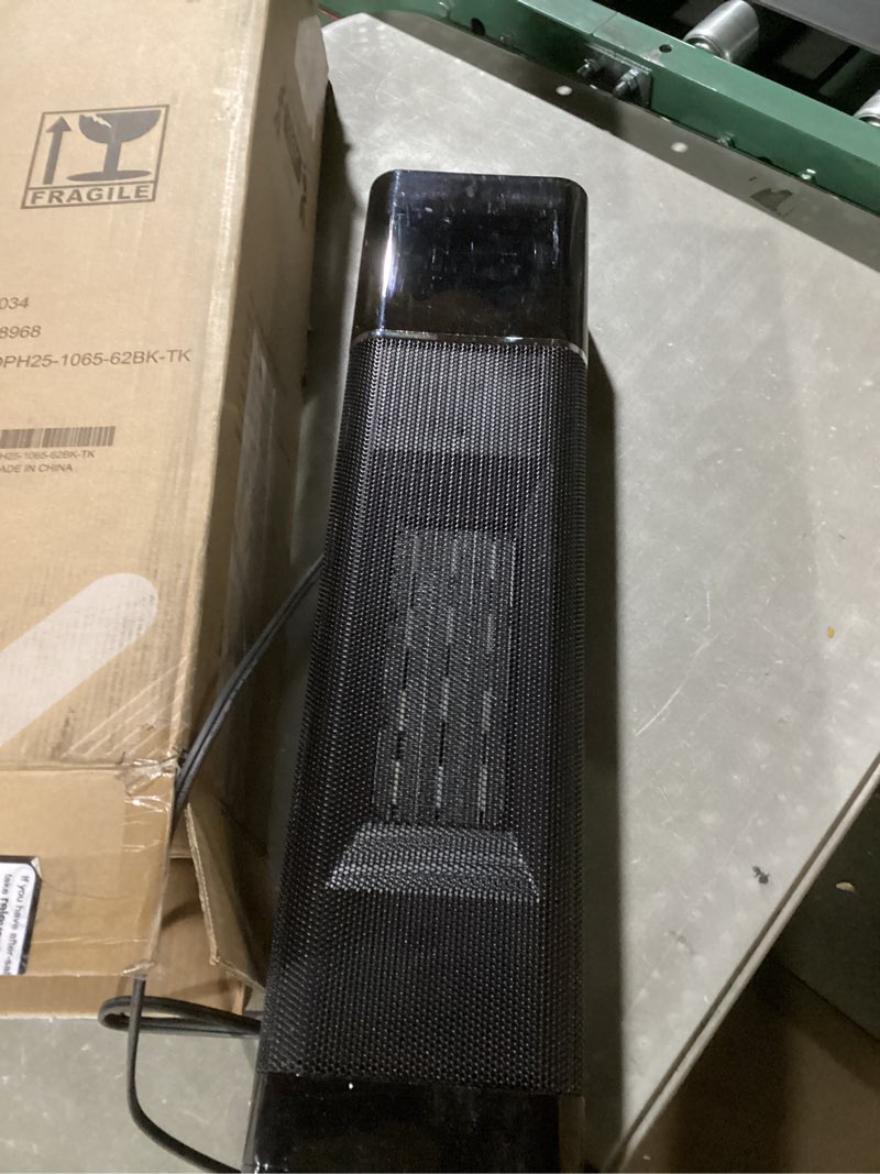 Condition photo showing As Is for uthfy space heater, large ptc ceramic heater,1500w electric heater with thermostat, 90° oscillating, tower portable heaters for indoor use, remote control for room, bedroom, office, home 26 inch
