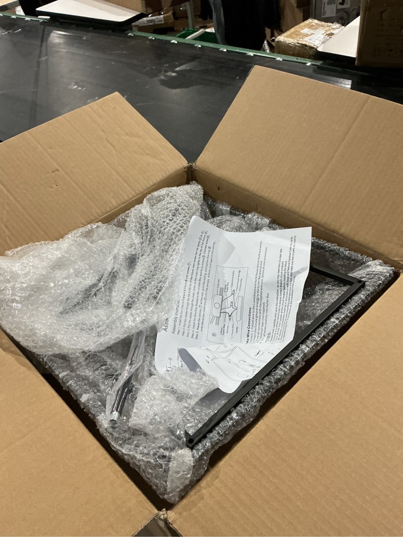 Condition photo showing New/Like New for 6-light farmhouse dining room cage chandelier, black ceiling pendant light fixture height adjustable for kitchen island over table, e12 bulb base black 6-lights