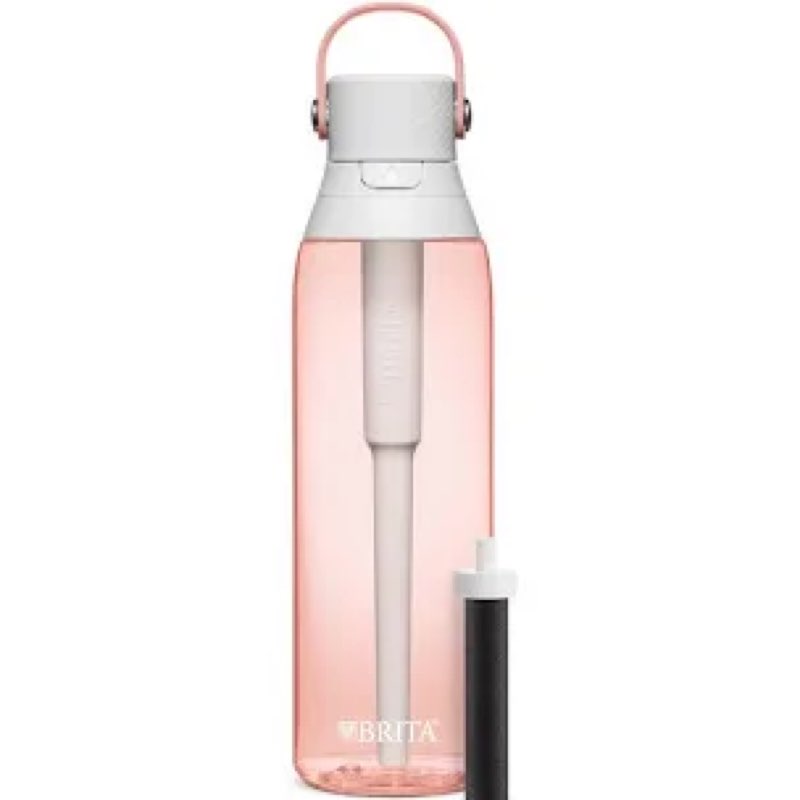 Brita Hard-Sided Plastic Premium Filtering Water Bottle, BPA-Free, Reusable, Replaces 300 Plastic Water Bottles, Filter Lasts 2 Months or 40 Gallons, Includes 1 Filter, Blush - 26 oz 26 Ounces Blush
