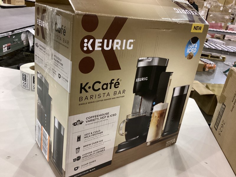 Condition photo showing As Is for Keurig K-Café Barista Bar Single Serve Coffee Maker and Frother, with 3 Brew Sizes, Hot and Cold Coffee Capabilities, 2oz Coffee Shot Button, Black