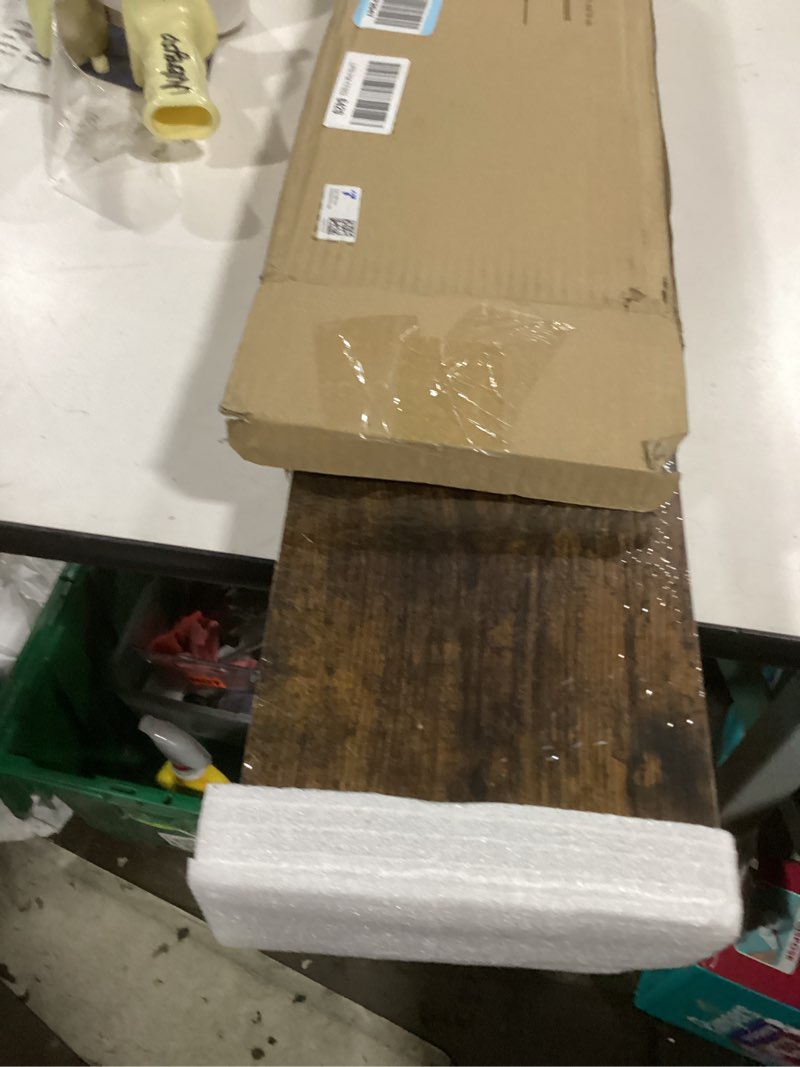Condition photo showing As Is for BAYKA Floating Shelves for Wall, 22.5 Inch Rustic Wood Wall Mounted Shelving for Bathroom, Bedroom, Living Room, Kitchen & Book, Hanging Display Decor Shelf with 22 lbs (Rustic Brown,Set of 3) B. Rustic Brown - Americana Farmhouse Style 22.5inches