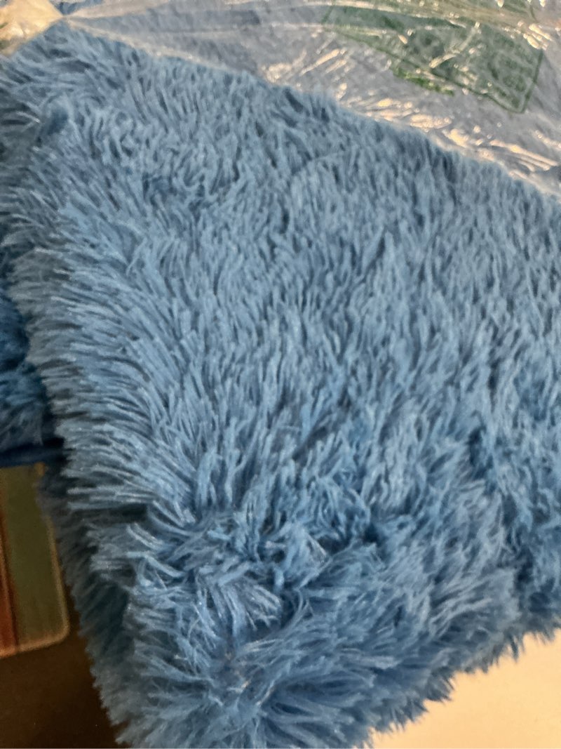 Condition photo showing Good Condition for olanly blue round rugs for bedroom - machine washable, 4 ft circle area rugs for living room, soft and fluffy shaggy carpet for teen girl and boys, nursery rooms, dorms, home decor aesthetic 4 ft round blue