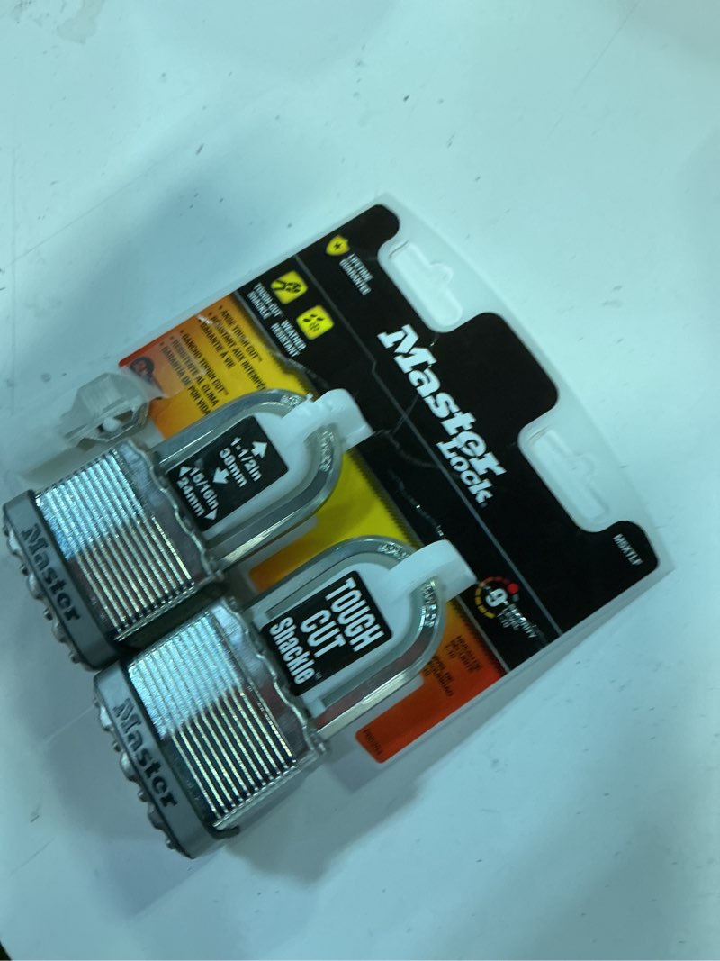 Condition photo showing New/Like New for master lock heavy duty outdoor keyed padlock, 2-in wide x 1-1/2-in shackle keyed alike (2-pack)