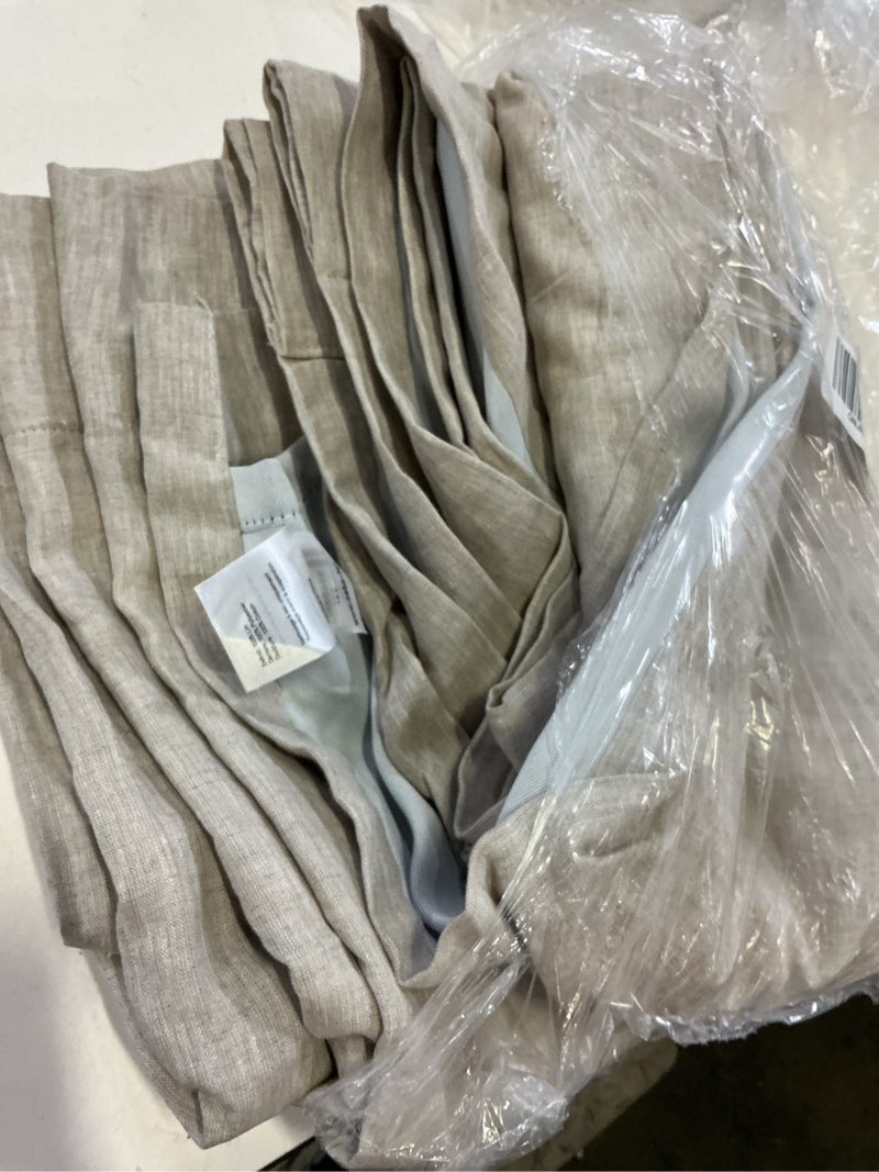 Condition photo showing Good Condition for european linen room darkening curtain, 48x108, flax