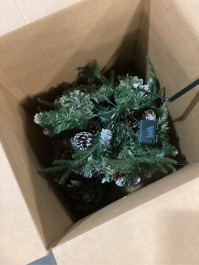 Condition photo showing Good Condition for (Similar) Lulu Home 2 Pack 2 Ft Pre-Lit Pathway Christmas Trees with Stake, Battery Operated 60 LED Lighted Small Christmas Trees Yard Stake Outdoor Decoration with Red Berries, Red Balls, Pine Cones Traditional