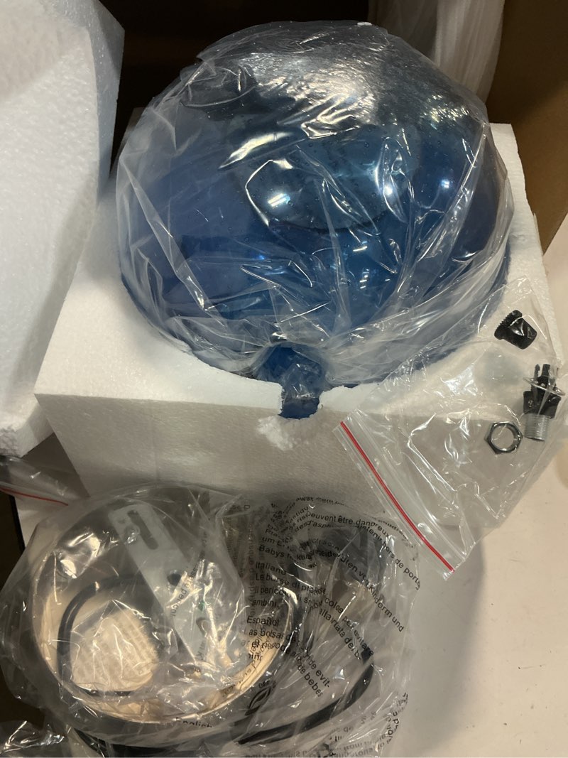 Condition photo showing New/Like New for Blue Glass Pendant Lights Kitchen Island Lighting Globe Pendant Light Fixtures Modern Pendant Lighting for Kitchen Island Bedroom Living Dining Room Light Fixture(7.87in, 1-Pack) Blue 1 Pack 7.87in