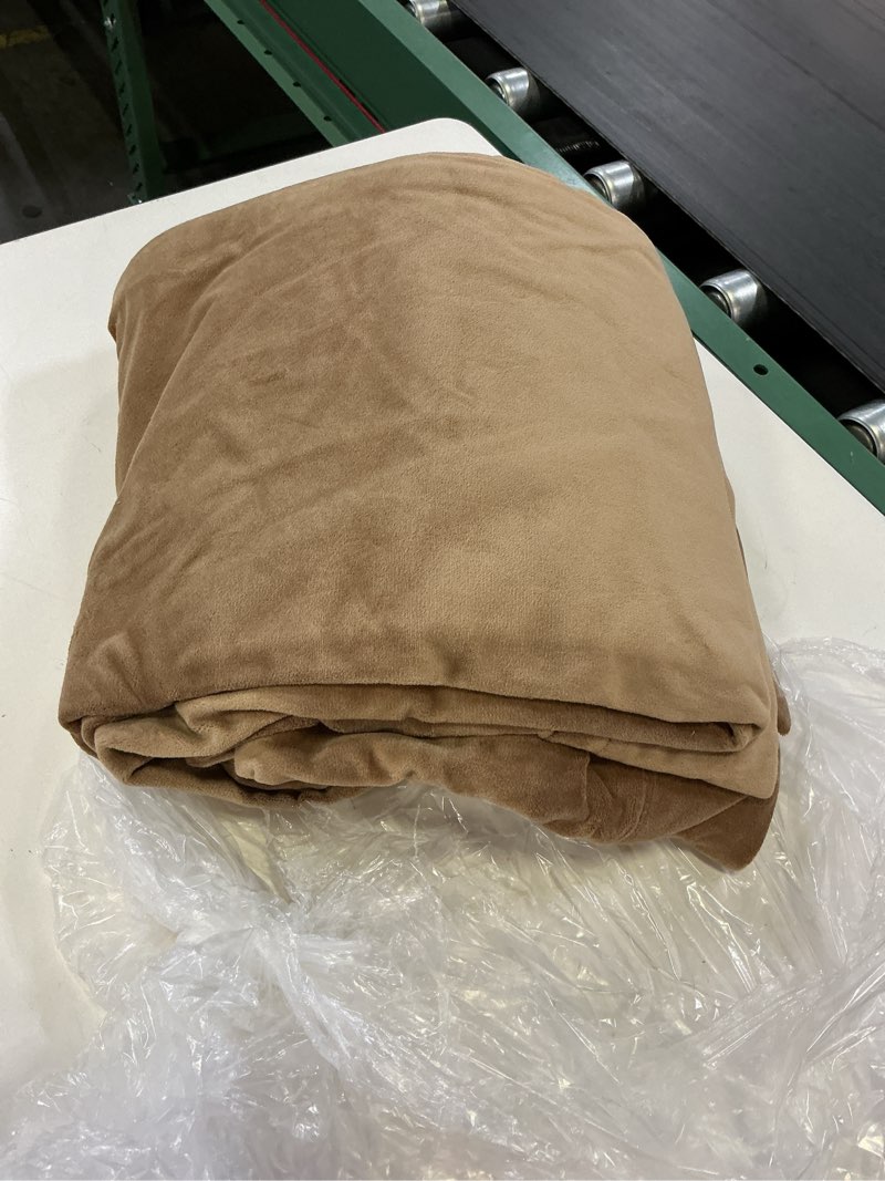 Condition photo showing Good Condition for cotton velvet true blackout curtain, 48x108, camel