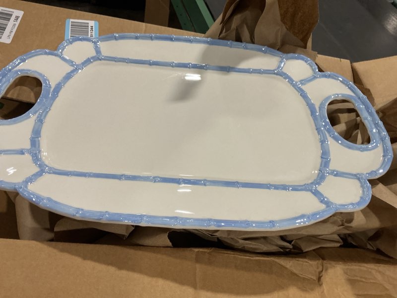 Condition photo showing Good Condition for Two's Company French Blue Bamboo Touch Platter, 20-Inch, Melamine