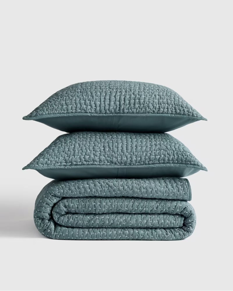dnu | organic cotton hand stitched quilt set, ocean, king/cal king