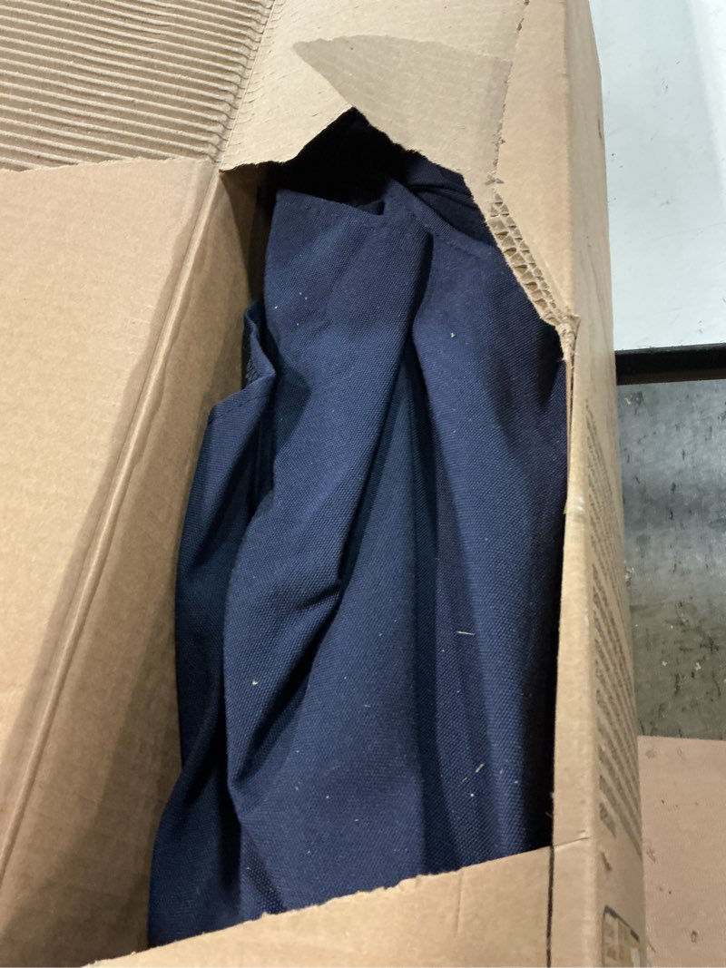 Condition photo showing As Is for allen + roth 10.5-ft aluminum blue market patio umbrella with lights