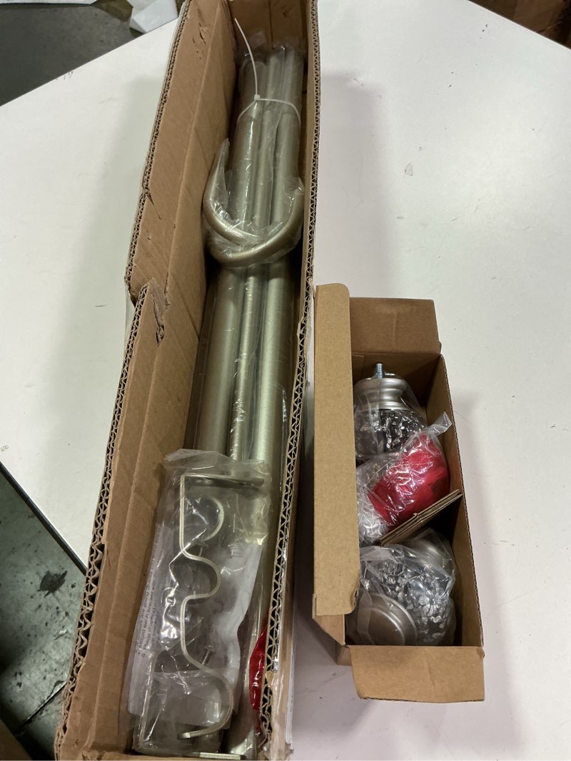 Condition photo showing Good Condition for 1 Inch Modern Silver Double Curtain Rod Set - Tension rods for windows 28 to 48 inchs with Octagonal Crystal Finial -BHSRODS Home Double Window Rods for Living Room & Bedroom Silver 28“-48”