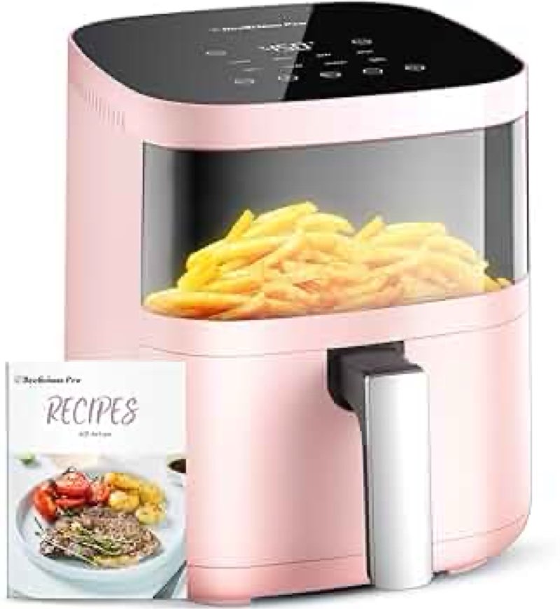 Air Fryer, Beelicious 8-in-1 Smart Compact 4QT Air Fryers, with Viewing Window, Shake Reminder, 450°F Digital Airfryer with Flavor-Lock Tech, Dishwasher-Safe & Nonstick, Fit for 1-3 People, White Bright White