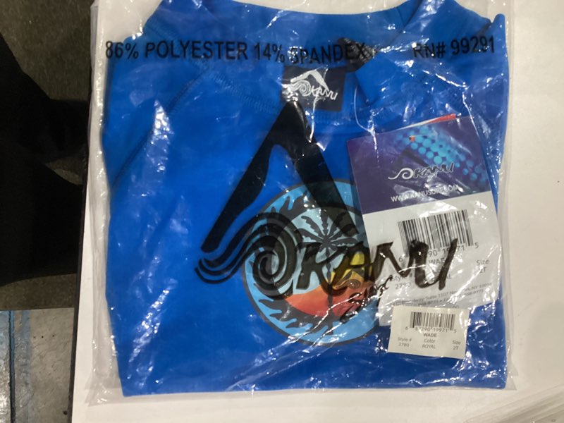 Condition photo showing New/Like New for Kanu Surf Boys Paradise UPF 50 Sun Protective Rashguard Swim Shirt 2T Wade Royal