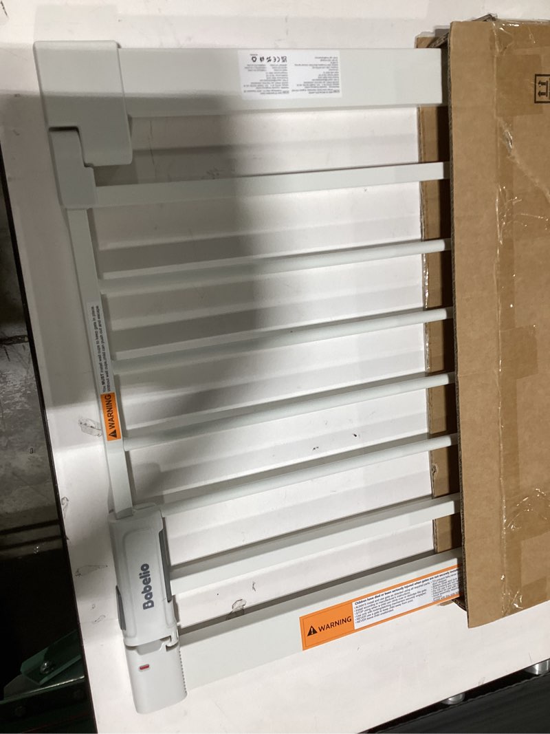 Condition photo showing Good Condition for babelio baby gate for doorways and stairs, 26-31" pet gate with wide walk thru door and lock indicator, no drill pressure mounted safety gate with double lock and self-closing, white white 26-31"w, 30"h