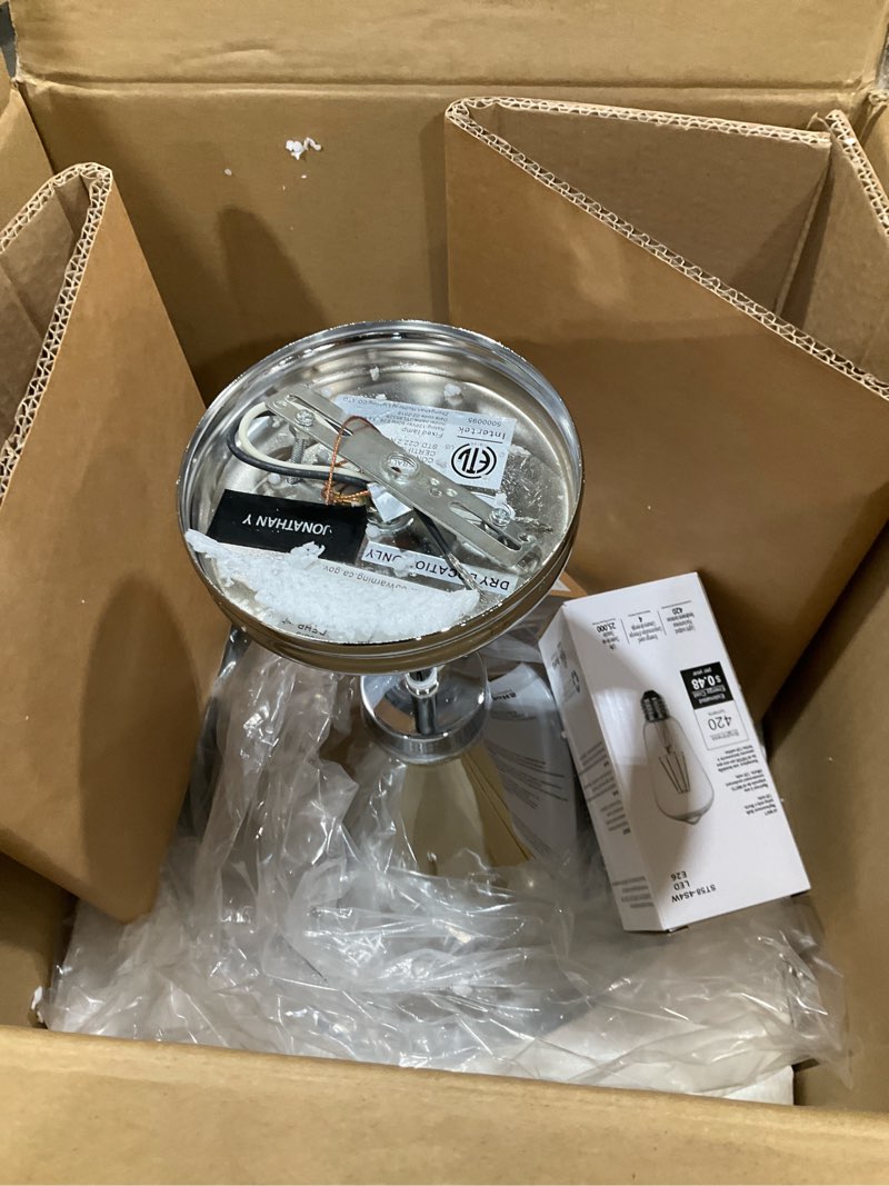 jonathan y 11.75" chrome modern farmhouse led semi flush mount light, metal shade, industrial iron f