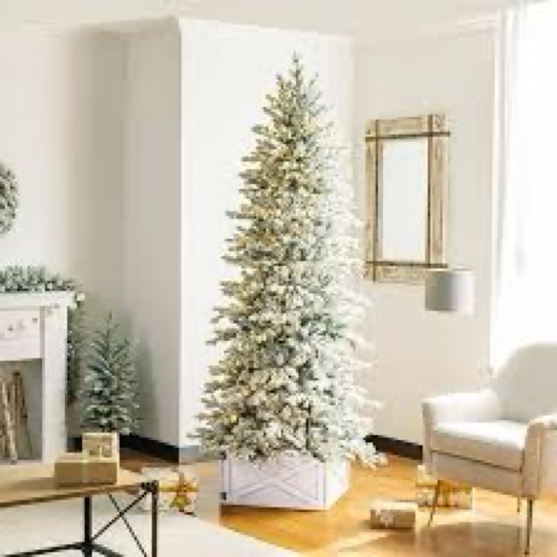 Glitzhome 22" L White Wooden Tree Collar, Christmas Tree Base Cover, Christmas Tree Collar for 7.5ft