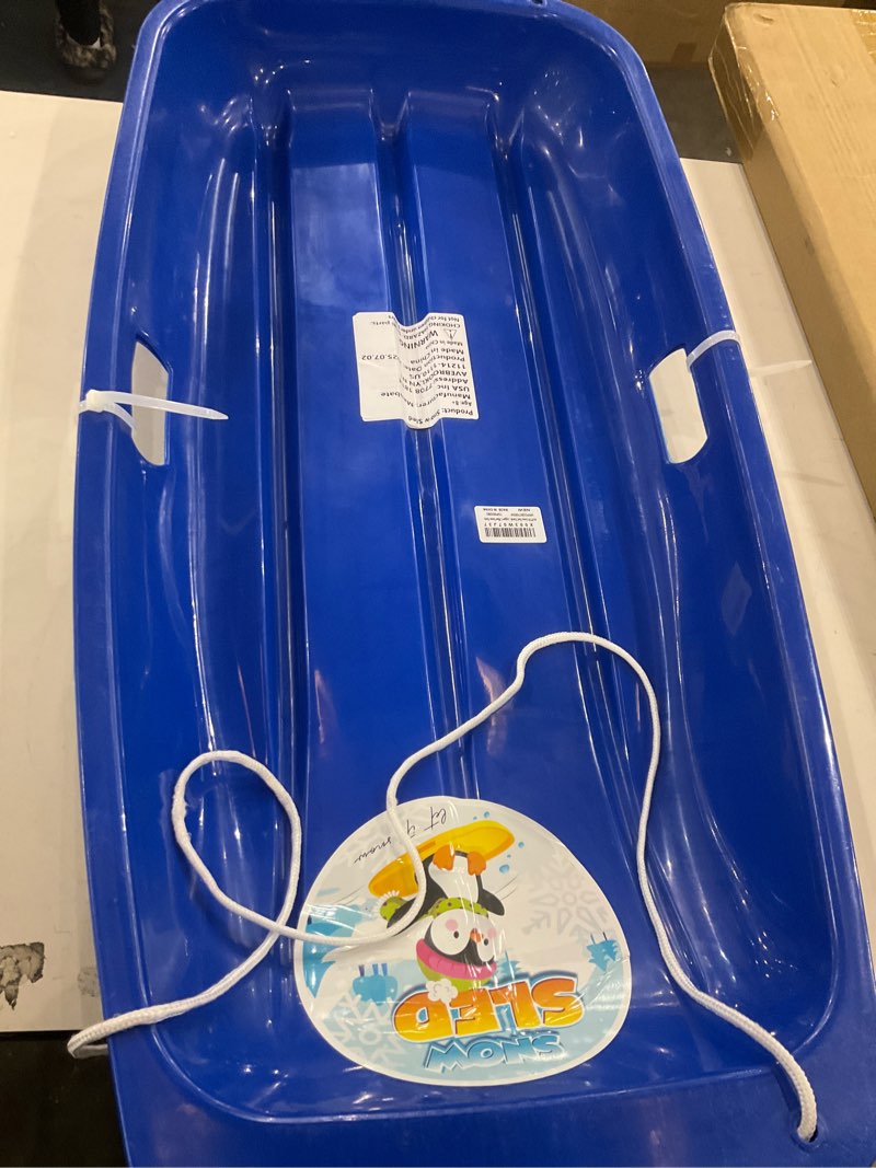 Condition photo showing Good Condition for AGPTEK 35/47 Inch Durable Downhill Sprinter Toboggan Snow Sled for Kids Boys Girls Adults with Built-in Handles and Pulling Rope Blue-25.6"