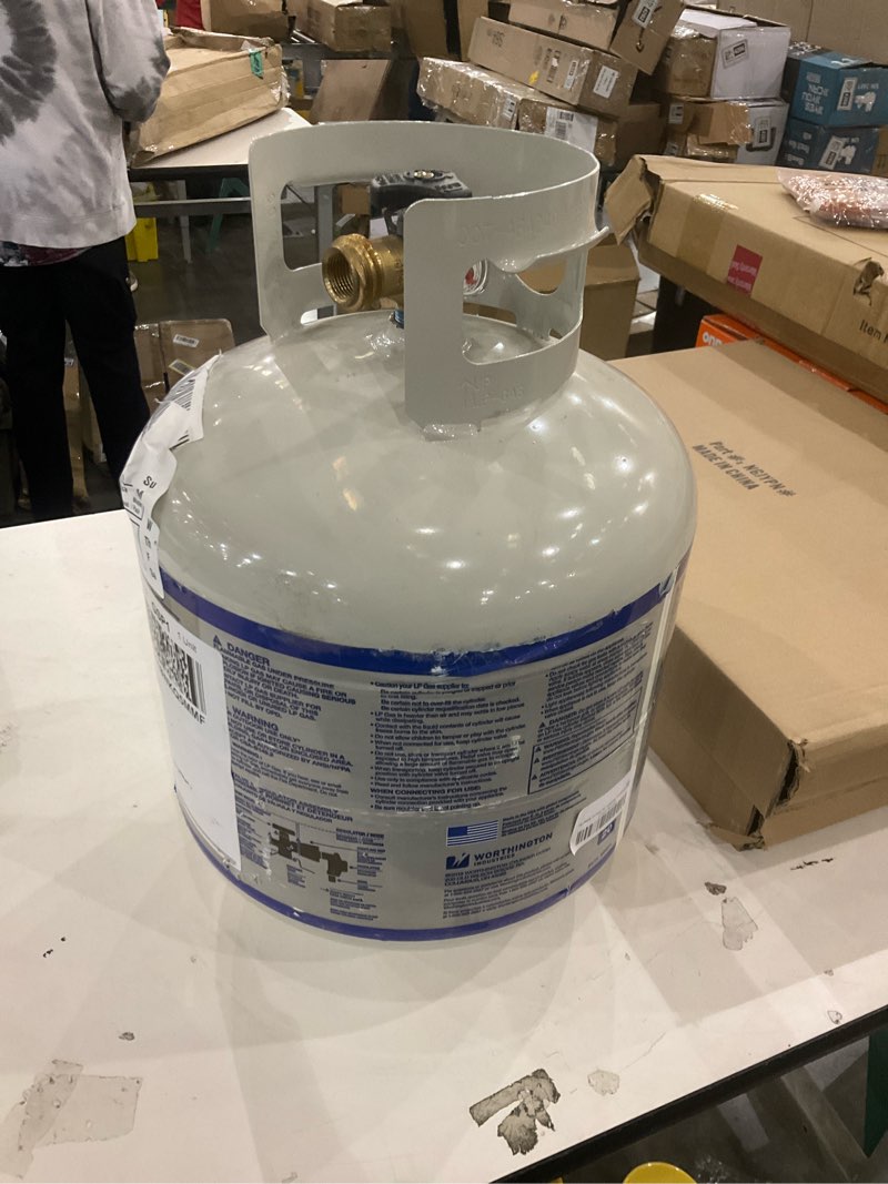 Condition photo showing As Is for Worthington 303955 20-Pound Steel Propane Cylinder With Type 1 With Overflow Prevention Device Valve Standard Packaging