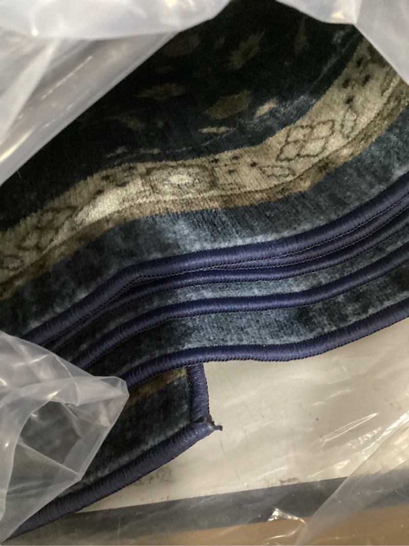 Condition photo showing New/Like New for ottomanson aisle runner rug 1'10.5" x 16' – soft non-slip rug, low pile carpet for hallways, events, churches & extra-long indoor spaces, mahal navy mahal navy 22" wide 1'10" x 16' (22" wide)