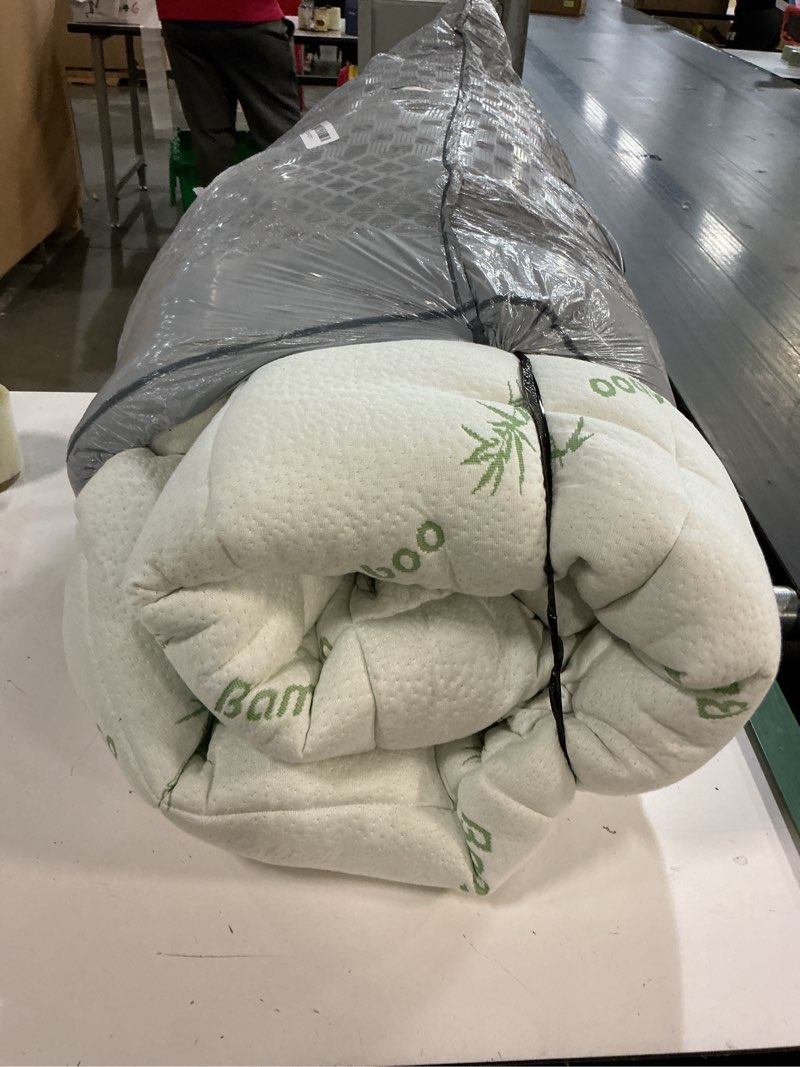 Condition photo showing As Is for Ultra Soft Queen Size Mattress Topper - Viscose Made from Bamboo Pillow Top Mattress Pad for Back Pain Relief - Naturally Cooling for Hot Sleepers, Green Green Queen