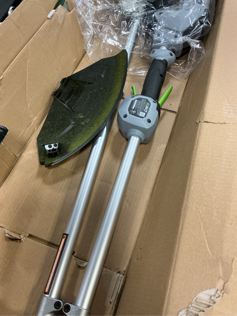 Condition photo showing As Is for ego power+ st1502sa 15 in. 56 v battery string trimmer kit (battery & charger) split shaft w/ rapid reload & 2.5 ah battery