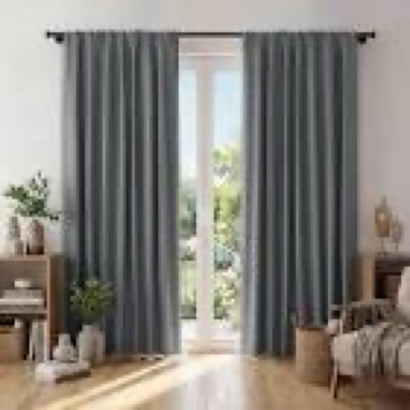 eclipse corte solid blackout curtains, set of 2, 84 inch long blackout curtains, 37" w x 84" l, vanilla