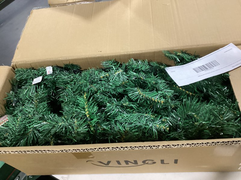 Condition photo showing Good Condition for VINGLI 48 Inch Pre-lit Artificial Christmas Wreath, Ourdoor Christmas Wreath Decorations with 150 LED Lights and 450 PVC Branch Tips for Garage, Xmas Door Wreath w/Bow, Pine Cones, Ornaments, Plug-in 48 Inch Red & Green