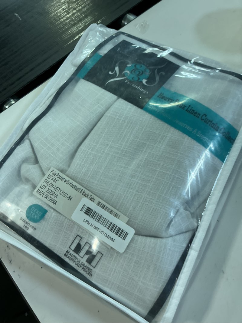 Condition photo showing New/Like New for hpd half price drapes heavy faux linen light filtering curtains for bedroom 84 inches long (1 panel) - rod pocket curtains for living room - window curtains home decor - 50 x 84, rice white rice white 50"w x 84"l (pack of 1)