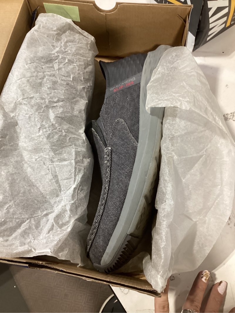 Condition photo showing As Is for skechers men's usa parson - dewitt twin gore moc toe slip-ins 12 grey