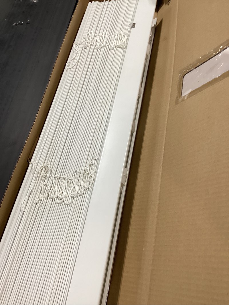 Condition photo showing Good Condition for allen + roth trim at home 2-in slat width 35-in x 72-in cordless white faux wood room darkening horizontal blinds