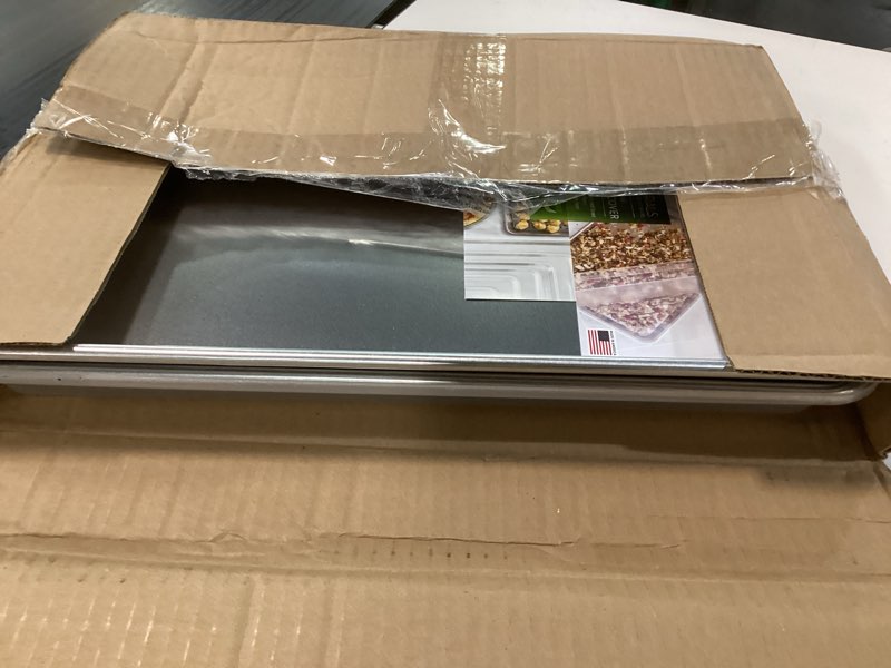 Condition photo showing Good Condition for Nordic Ware Naturals Half Sheet Set - USA Made Aluminum Commercial Quality Sheet Pan for Baking or Roasting, Encapsulated Galvanized Steel Rim Prevents Warping, 2pk Half + Lid