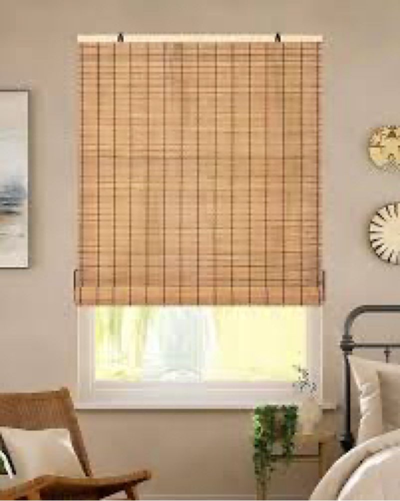 Chryeiiu 24''W X 72''H Cordless Bamboo Roman Shades, Light Filtering Roll Up Bamboo Blinds for Inter