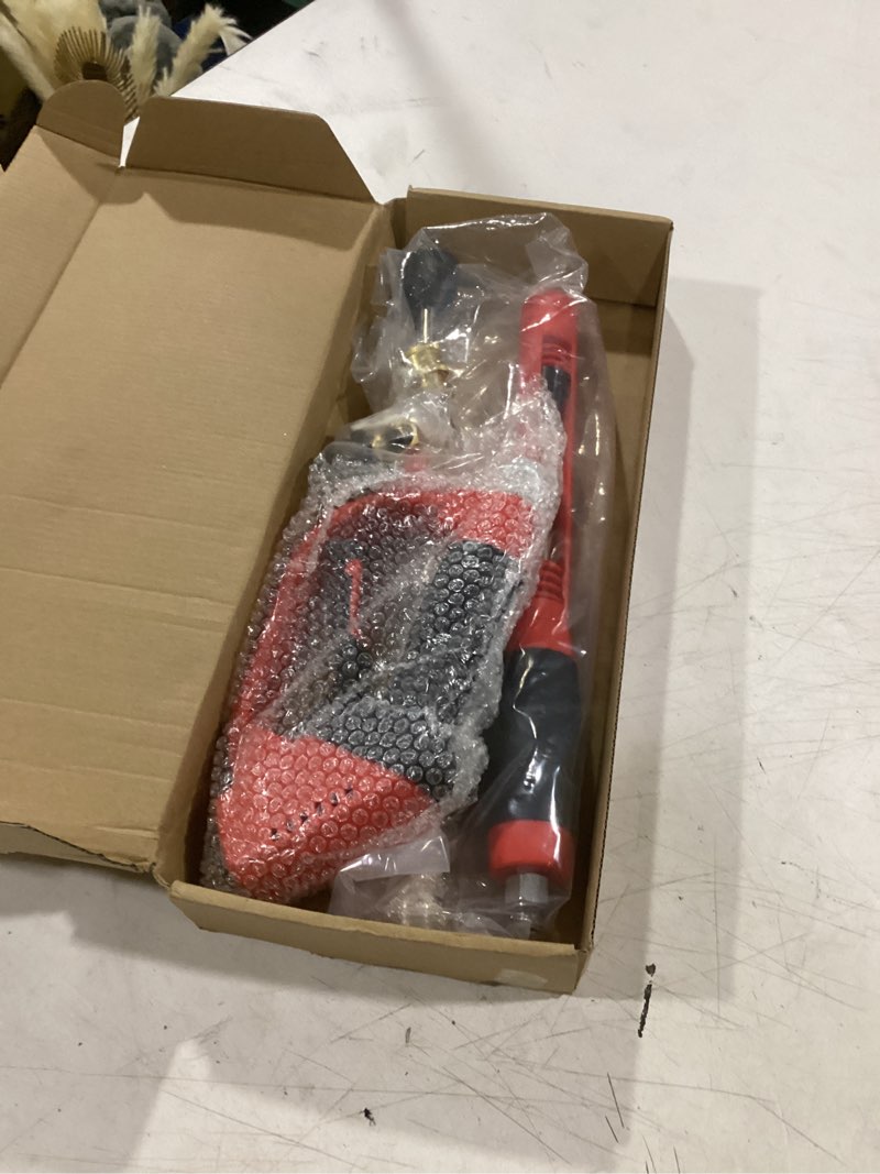 Condition photo showing Good Condition for upgraded pressure washer gun with extension replacement wand, m22 fitting,7 inch 30 degree curved rod, 5 nozzle tips, 5000 psi, 47 inch black and red