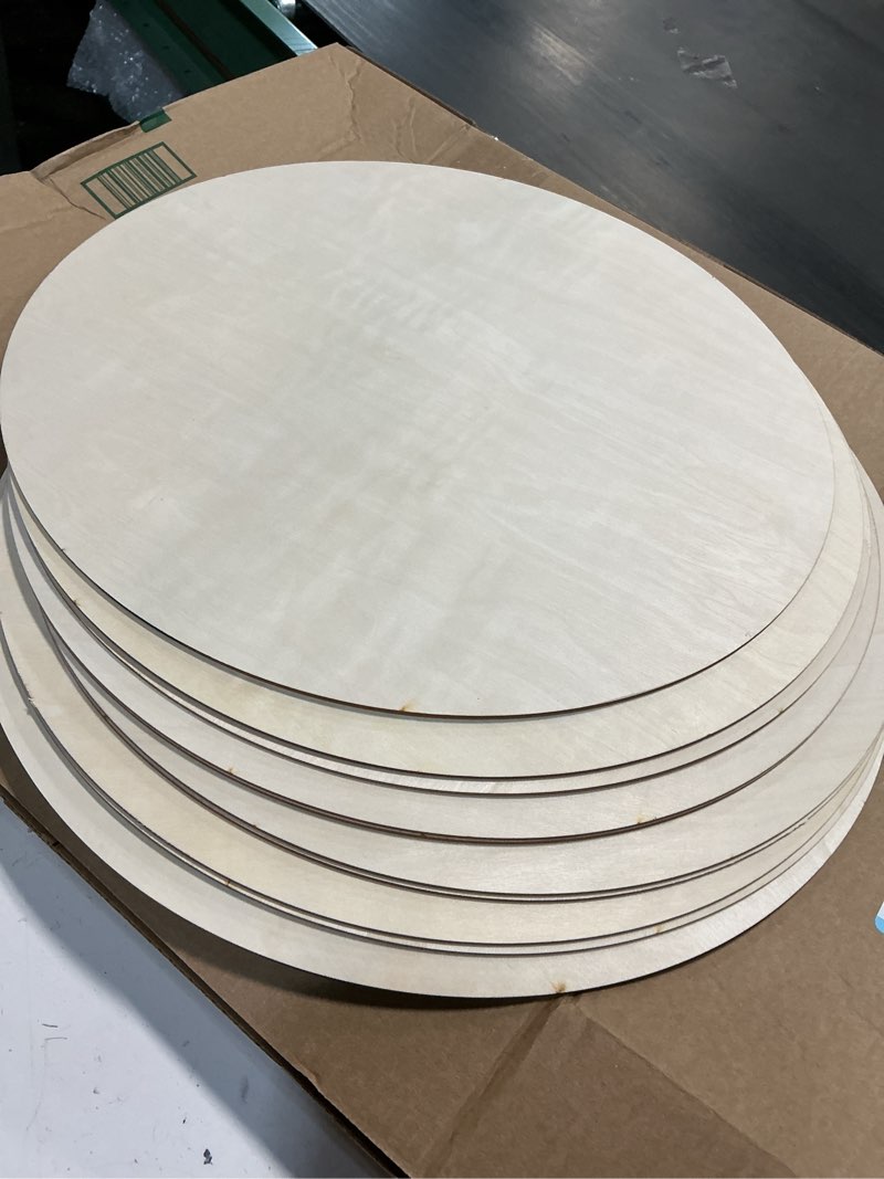 Condition photo showing As Is for 18 Inch Round Wood Circles Unfinished Wood Circles for Crafts, Door Hanger, Pyrography and Painting (5 Pieces)