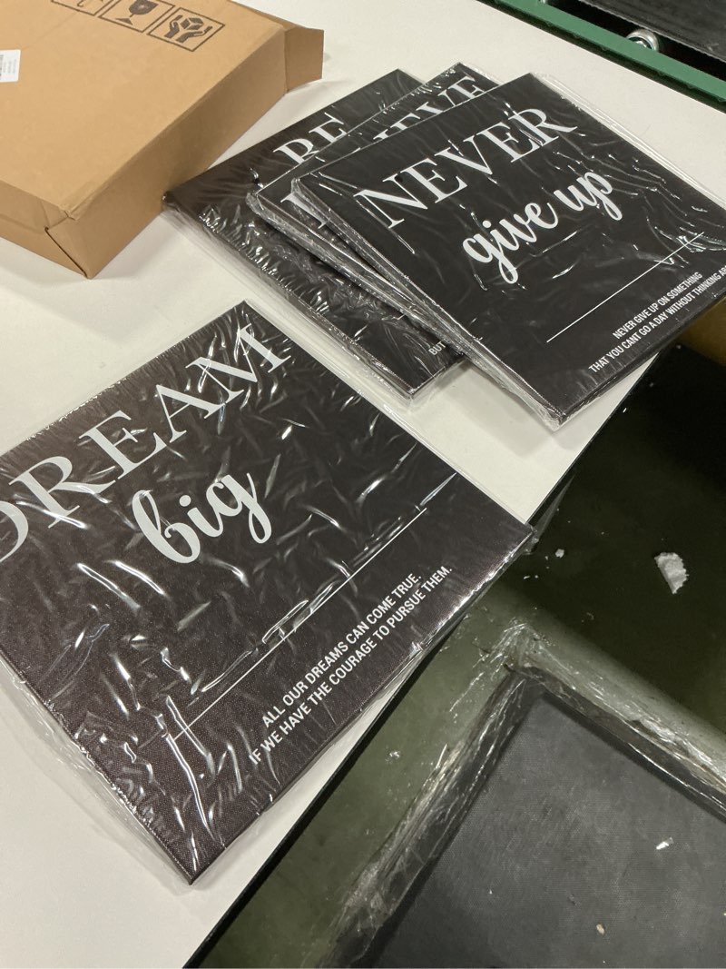 Condition photo showing New/Like New for Motivational Dream Big Never Give Up Happy Believe Quotes Canvas Wall Art Posters Painting 