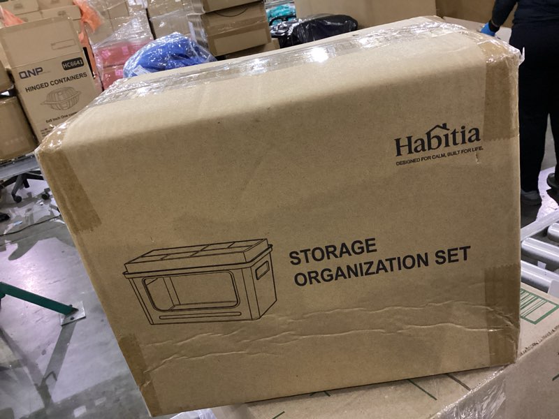 Condition photo showing New/Like New for Trash Bag Holder Dispenser – 2-Piece Organizer with Bamboo Lid & PET Base – Under Sink Kitchen Cabinet Bag Storage Solution