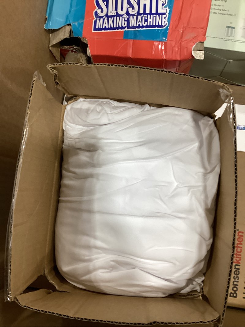 Condition photo showing As Is for moonsea full size air mattress sheet set - 3 pieces extra deep pocket full sheet set 16 to 24 inch - sheets with pocket on side - easily fits extra deep pillow top air mattress-white white full