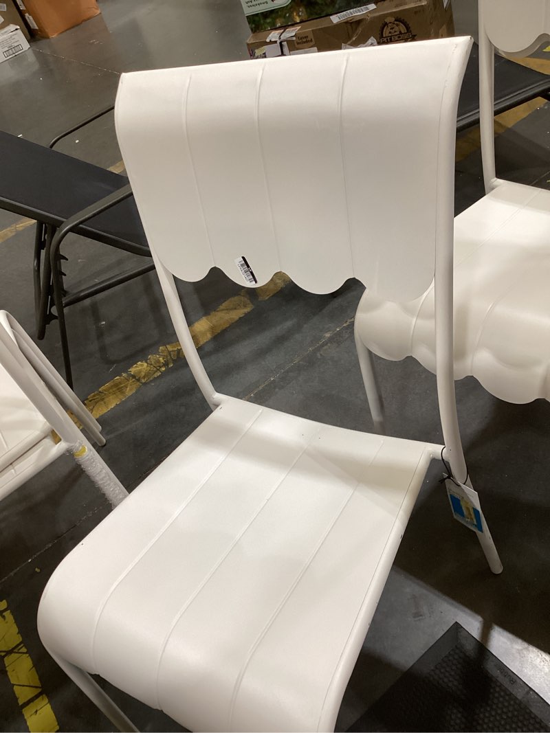 Condition photo showing Good Condition for scallop slat outdoor armless patio dining stacking chair cream - room essentials™