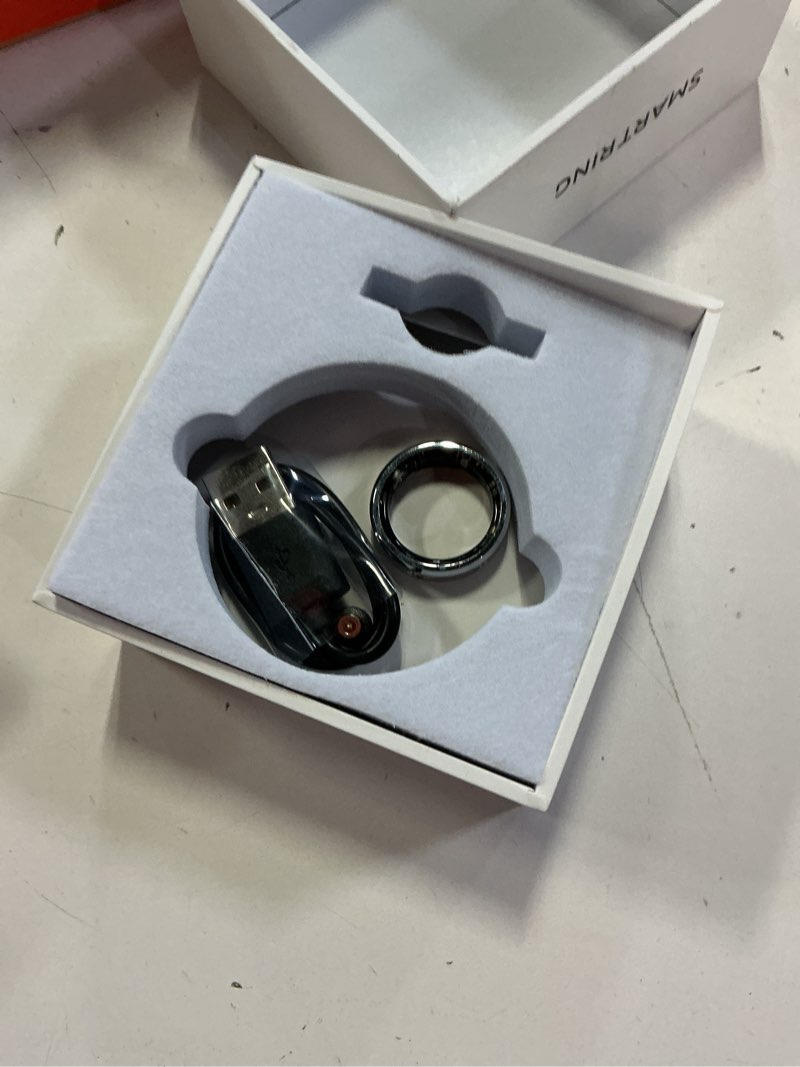 Condition photo showing As Is for smart ring ultra narrow heart rate monitor comfortable sleep ring health fitness tracker pedometer step counter calorie waterproof ladies smart rings for women men anillo inteligente #7 silver
