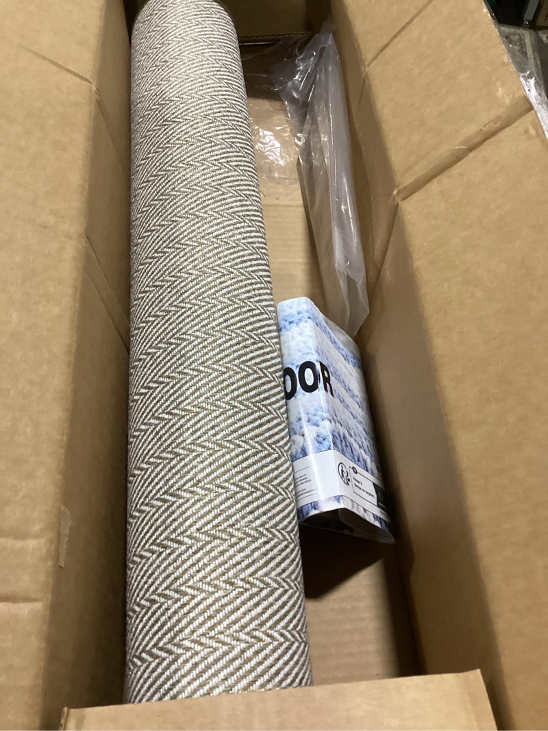 Condition photo showing New/Like New for Ultra Thin Door Mat Indoor Entrance 24"x36", Low-Profile Indoor Door Mat, Non Slip Entry Mat Rubber Backing Unique Herringbone Design Inside Doormat Dirt Trapper Entryway Mats, Beige 24"x36" Khaki