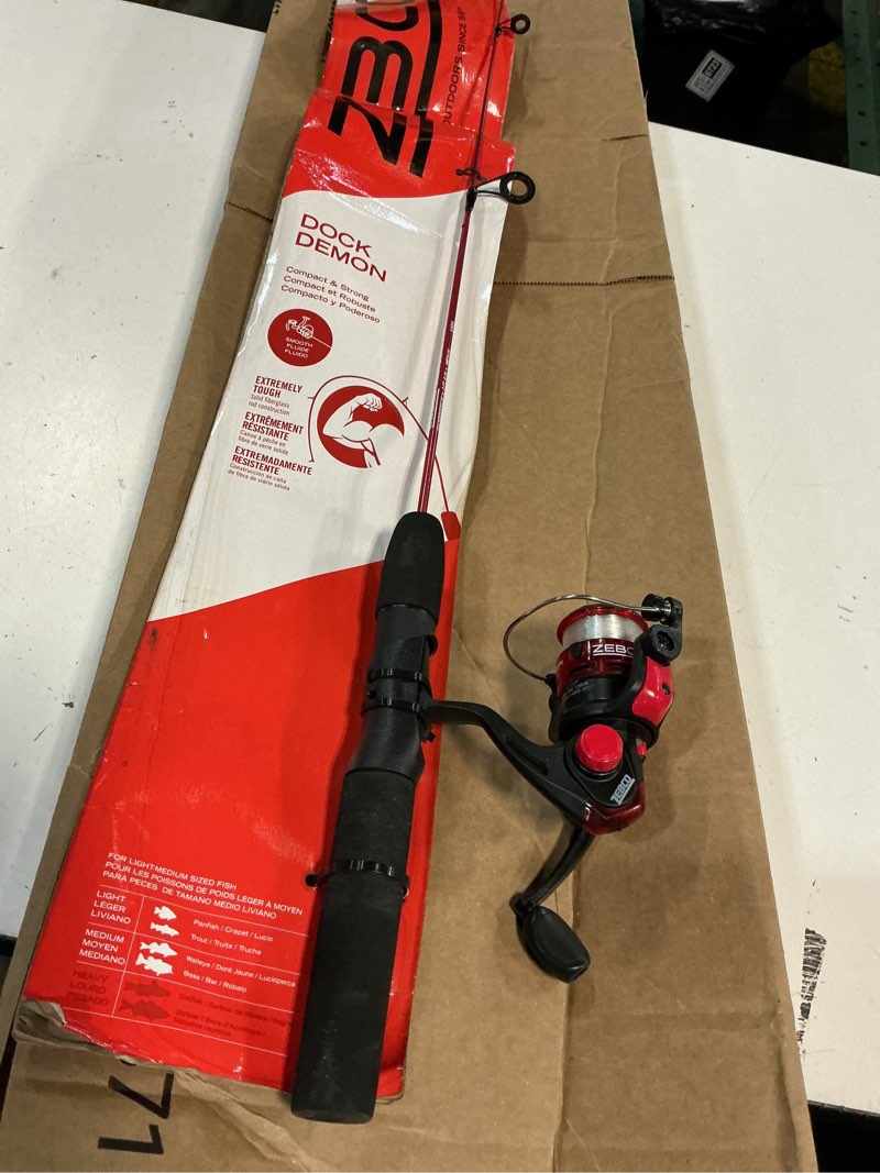 Condition photo showing Good Condition for zebco dock demon spinning reel or spincast reel and fishing rod combo, 30-inch durable fiberglass rod, quickset anti-reverse fishing reel combo spinning reel - red