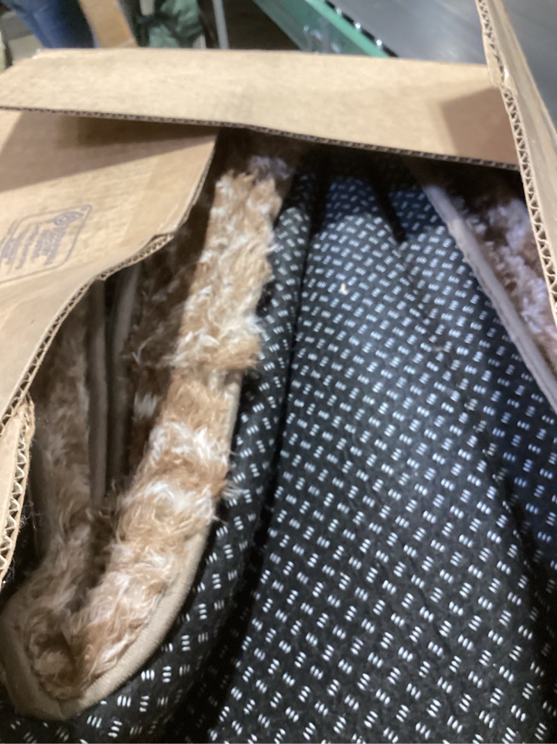 Condition photo showing As Is for ophanie brown and white diamond striped rugs for living room 8x10, fluffy shag large fuzzy plush soft carpets, shaggy rugs for bedroom, carpet for kids boys girls dorm nursery home decor aesthetic brown and white rectangular 8' x 10' (rectangular)