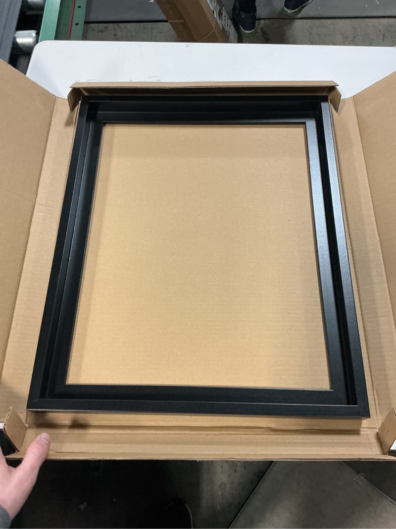 Condition photo showing As Is for No glass Americanflat 16x20 Picture Frame with Polished Plexiglass - Black Picture Frame - Wide Photo Frames Made of Engineered Wood for Vertical or Horizontal Wall Display - Epic Collection - Black Black 16x20