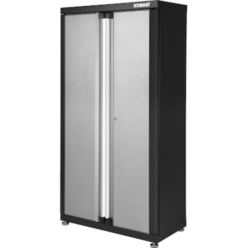 kobalt 36-in w x 72-in h x 18.5-in d freestanding steel garage cabinet in silver