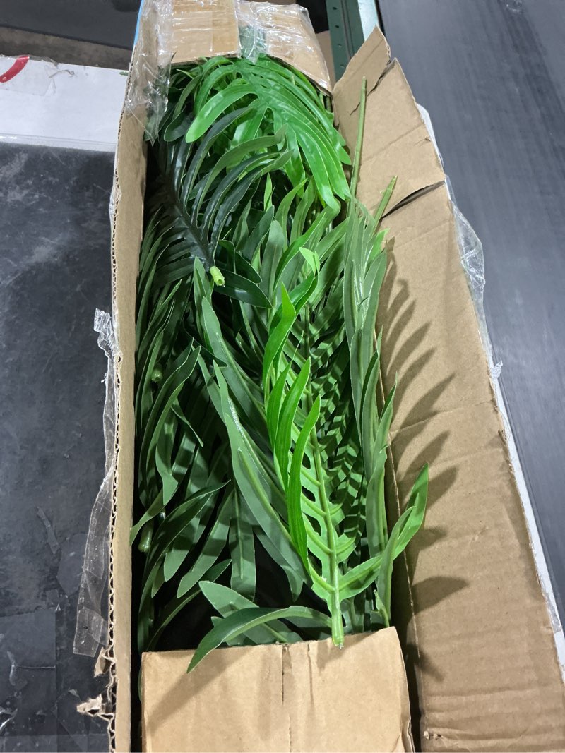 Condition photo showing Good Condition for 4ft 2pcs large artificial plants fake palm tree tropical palm leaves faux palm plants tall tree indoor real touch plastic monstera leaves for home garden outdoor office decor (4ft/125cm-2pcs)
