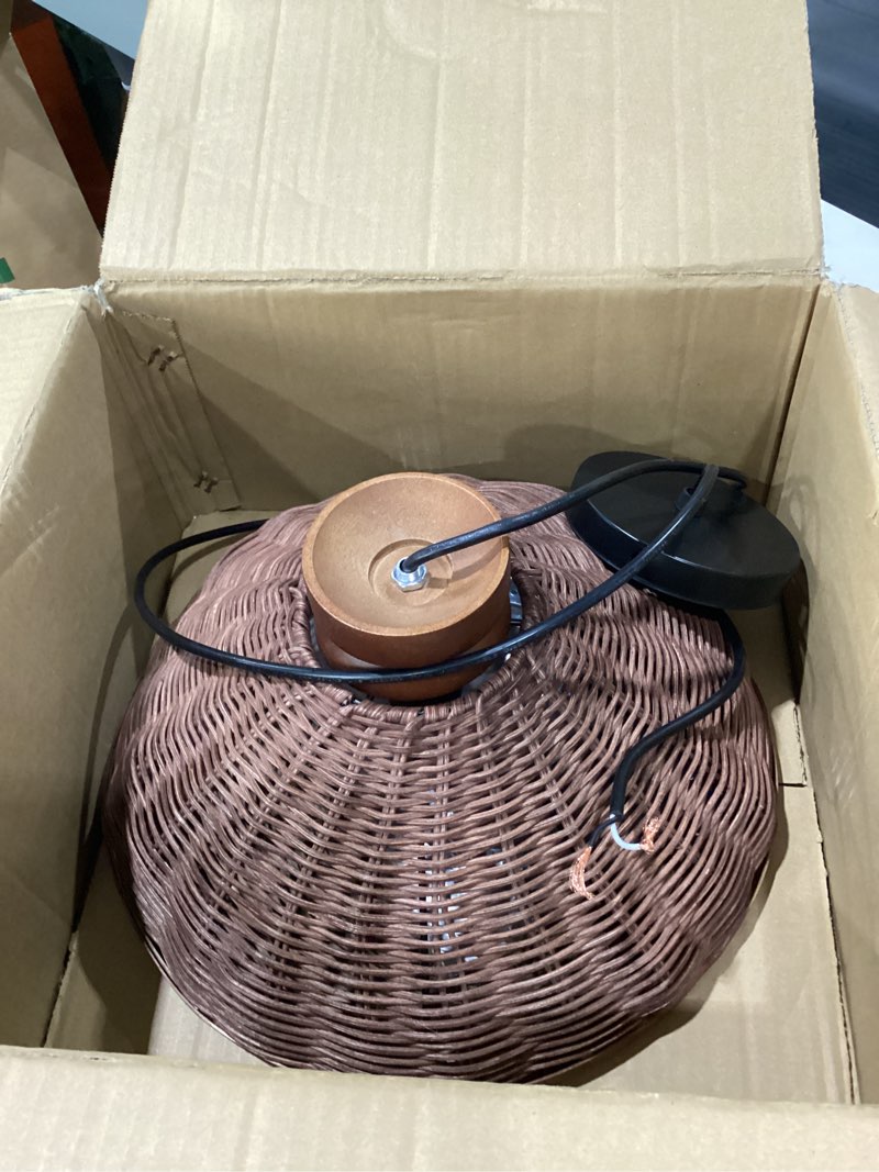 Condition photo showing Good Condition for Rattan Woven Pendant Hanging Lighting,Vintage Ceiling Light Bamboo Chandelier for Living Room Bedroom Restaurant Cafe Teahouse Bar Dining Room