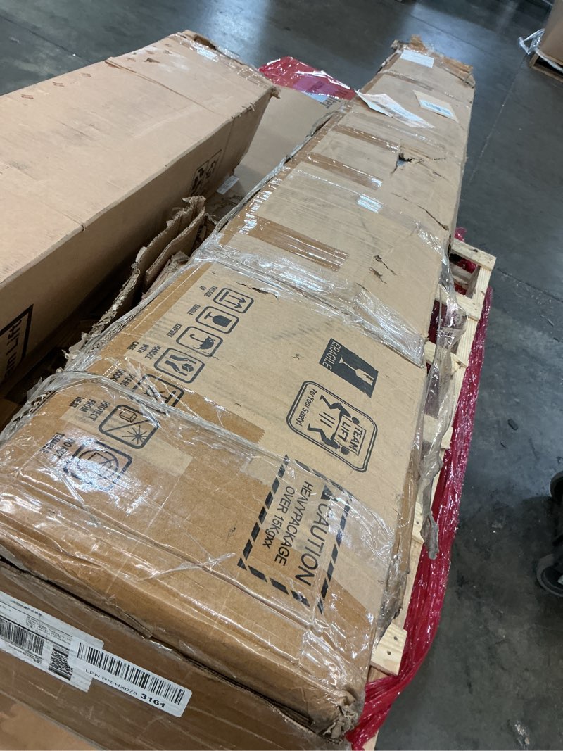 Condition photo showing Good Condition for 60x84 inch sliding barn wood door slab with 10ft hardware kit, requires simple diy assembly 60"x84" door with hardware wood color