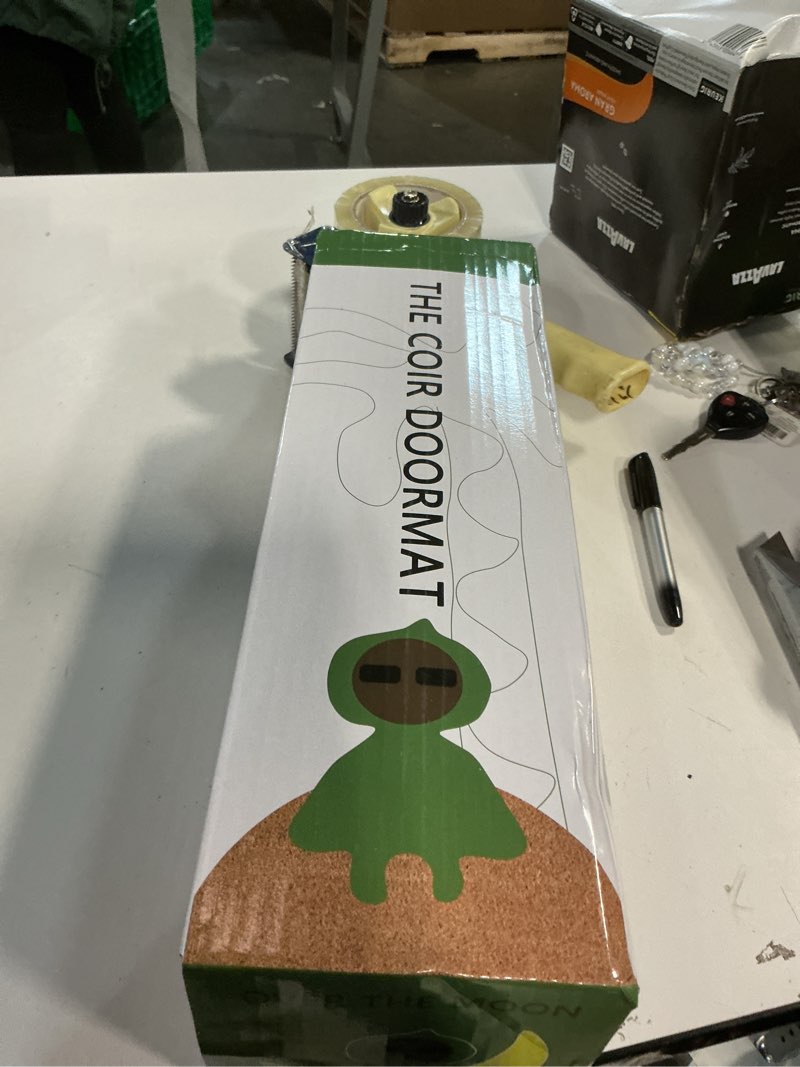 Condition photo showing New/Like New for Funny Coir Doormat Keys Glasses Phone Debit Card Purse Turn Off Iron & Stove Front Door Entryway Mat with Heavy Duty Porch Patio Welcome Mats Natural Coconut Mat Outdoor Decor Rugs 23.7x15.7 inch Keys Glasses Phone Purse Turn Off Iron & Stove