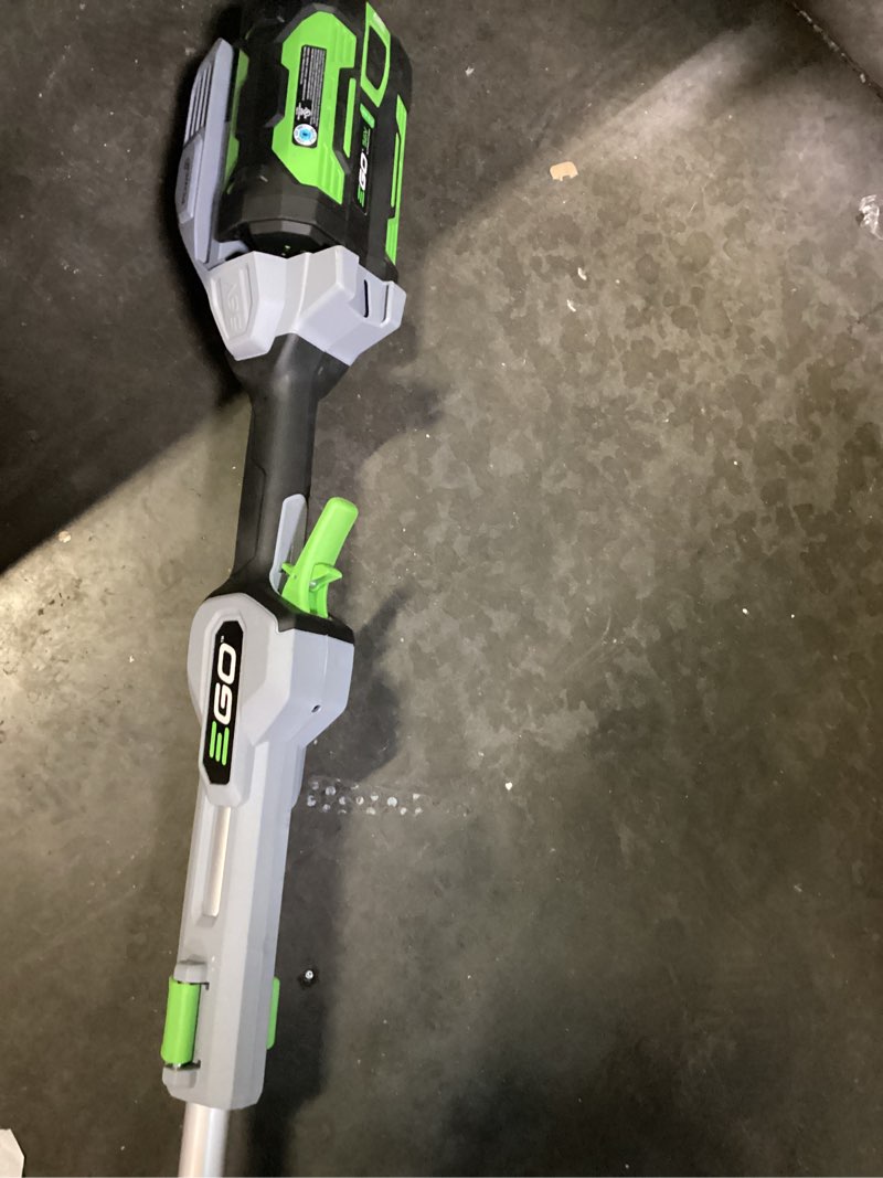 Condition photo showing As Is for ego st1511t 15-inch 56-volt lithium-ion cordless string trimmer kit alu foldable shaft battery and charger included, 15in powerload/telescopic/gauge(2.5ah), black